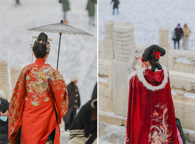 今年故宫雪景仍少不了网红们与商业营销活动来凑热闹，但整体规模比起往年真是少得太多。（图／网路）