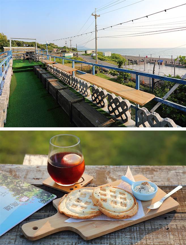 由养殖白虾、虱目鱼的返乡青农打造的余香咖啡，露天草地让游客喝咖啡赏海景，还能购买和品尝新鲜美味的虱目鱼料理。(摄影/Carter)
