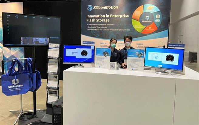 （慧荣科技参加2021 OCP Global Summit，展出领先业界的企业级SSD储存产品线。图／业者提供）