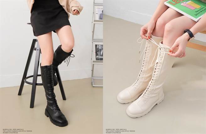 ROBINLO&CO. 微辣个性马甲绑带长靴具有黑白两色好穿搭。(图/臺北网红节提供)