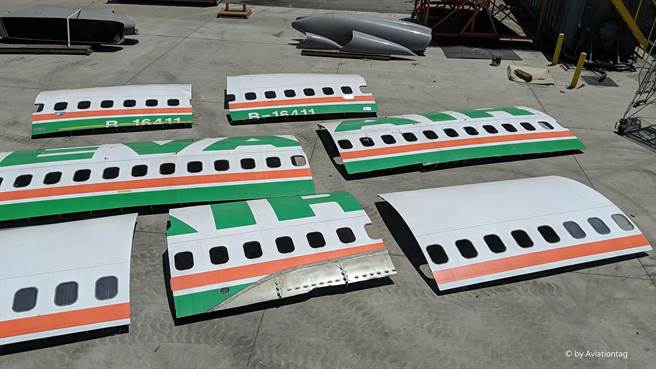 长荣航空最后一架波音747-400客机退役后，部分飞机蒙皮由德国Aviationtag公司标得。（长荣提供）