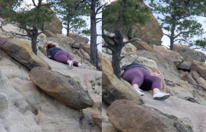 美国女子网购紧身裤后穿去爬山，就算滚下山坡紧身裤也未破损，让她相当满意，留下5星好评。(图/翻摄自亚马逊网页)