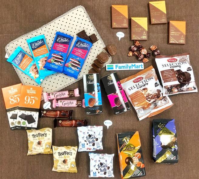 全家瞄准百亿黑砖商机，即起至1130推出来自义、法、波兰、西班牙、比利时等10国巧克力商品。（全家提供）