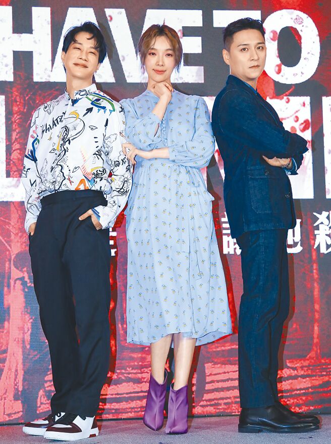 《我是自愿让他杀了我》主角薛仕凌（左起）、蔡淑臻、郑人硕现身TCCF造势。（陈俊吉摄）