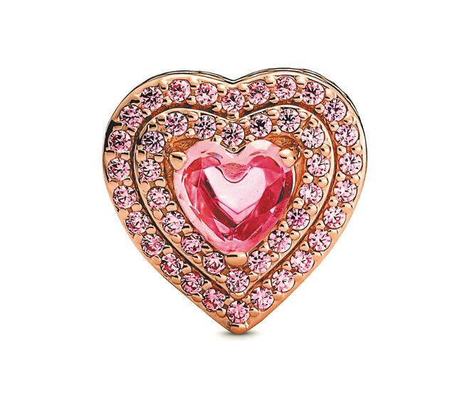 Pandora璀璨粉红爱心串饰，3280元。（Pandora提供）
