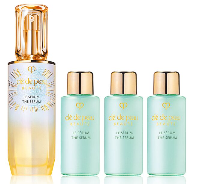 SOGO忠孝館cle de peau BEAUTE精萃光采激光晶露75ml（正貨，璀璨限量加大版）+7ml×3，優惠價1萬1500元，限量50組。（SOGO提供）