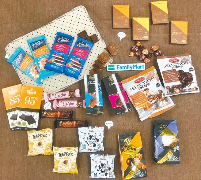 全家瞄準百億黑磚商機，即起至11/30推出來自義、法、波蘭、西班牙、比利時等10國巧克力商品。（全家提供）