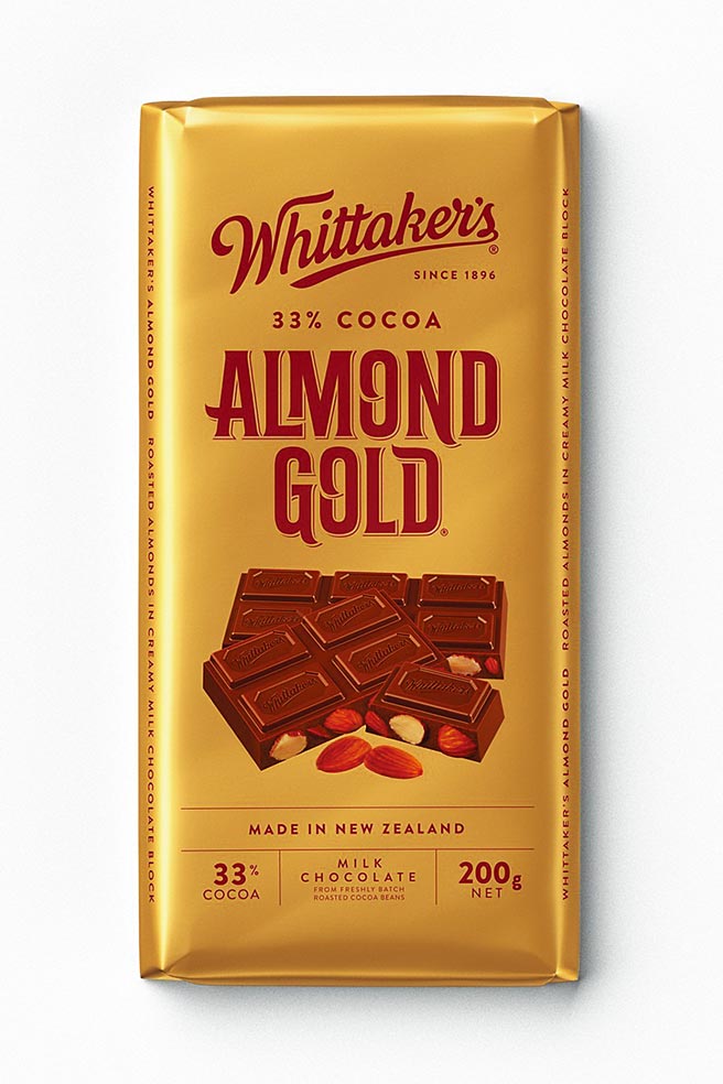 7-11Whittakers杏仁夾餡牛奶巧克力片，199元。（7-11提供）