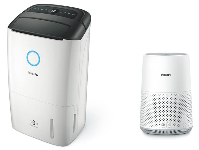 新光三越PHILIPS清净除溼机+奈米级空气清净机，原价3万6178元、特价1万4999元，高雄左营店加赠滤网。（新光三越提供）