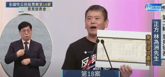 反萊豬公投領銜人林為洲。(取自中時新聞網)