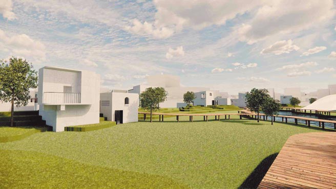 獲優勝獎的作品「尋禮～儀式文化的反轉」，加深大家理解出生、成年、結婚、祝壽等生命儀式，讓儀式融入生活並傳承。圖為設計空間之一。   圖／亞洲大學提供