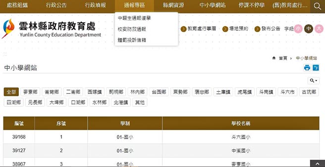 雲林縣政府教育處縣網中心遭勒索病毒綁架，上百所學校受害。（翻攝雲林縣政府教育處網頁）