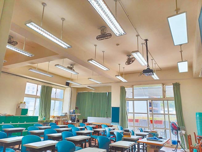 基隆市政府近2年编列3200万，将学校2万4394盏灯具全面更新为LED灯。（基隆市政府提供／陈彩玲基隆传真）