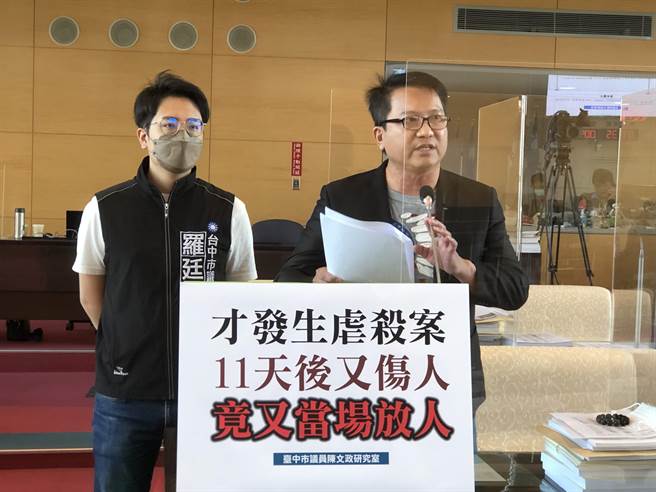 市议员陈文政今日质询时，痛批市警局「纵放人犯不只一次！」要求警察局长下台负责。（陈世宗摄）