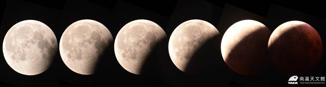 2021年最后1次月偏食19日登场。（南瀛天文馆提供／刘秀芬台南传真）