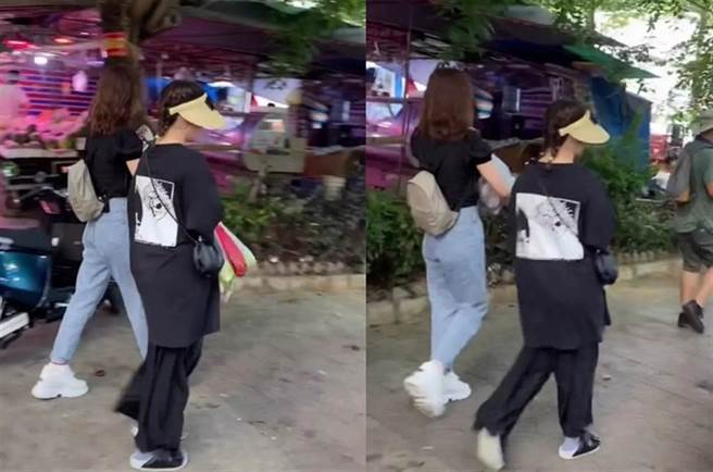 阿娇被拍到现身菜市场，身材臃肿。(图/翻摄自微博)