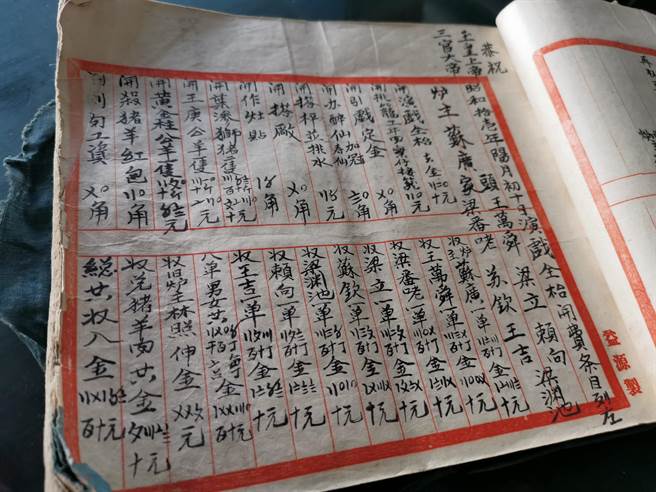 台南市安定区苏厝长兴宫保存10几本日据时代的帐册。（刘秀芬摄）