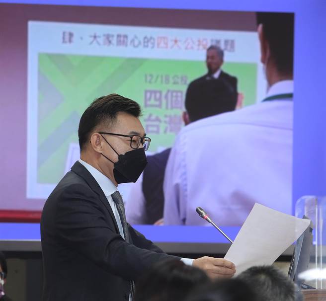 國民黨立委江啟臣（見圖）17日在立法院外交及國防委員會質詢指出，行政院副院長沈榮津日前到漢翔出席「F-16維修中心廠商聯誼會」活動，卻在會中提到「大家關心的四大公投議題」，江啟臣質疑沈榮津及漢翔違反行政中立。（劉宗龍攝）