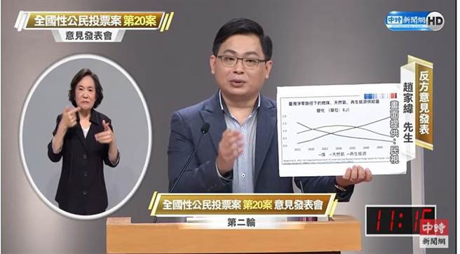 「珍愛藻礁」反方代表人為台灣環境規劃協會理事長趙家緯。（圖片摘自中時新聞網Youtube）