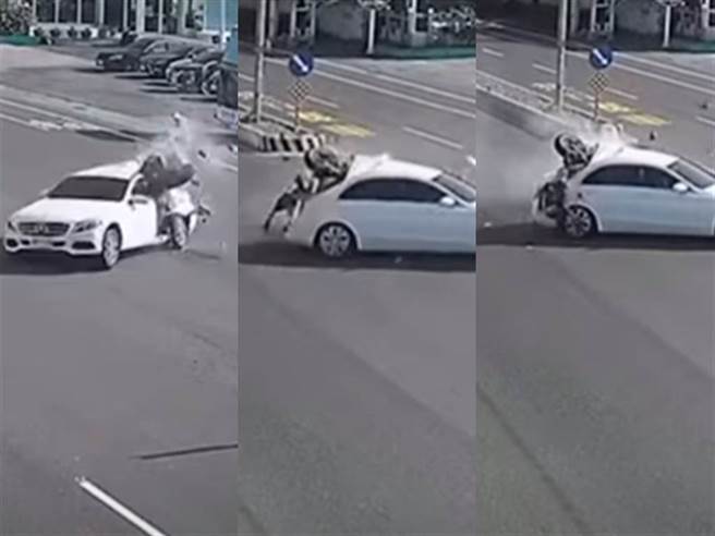 重机骑士是名大学生，正环岛旅游至屏东，而轿车车主事后还原事故经过，他说当时从路边开出时，确实被1辆小货车挡住视线，未发现重机驶来就遭猛撞。（翻摄画面）