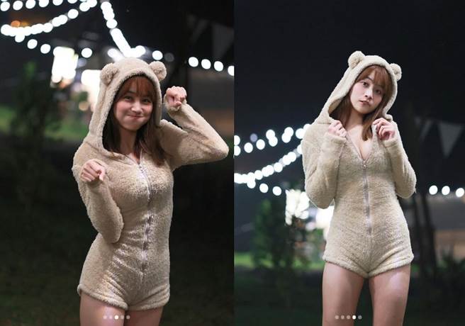 伊伊穿熊熊装模样，萌又辣的风格引起粉丝暴动。(图/ 摘自陈伊IG)