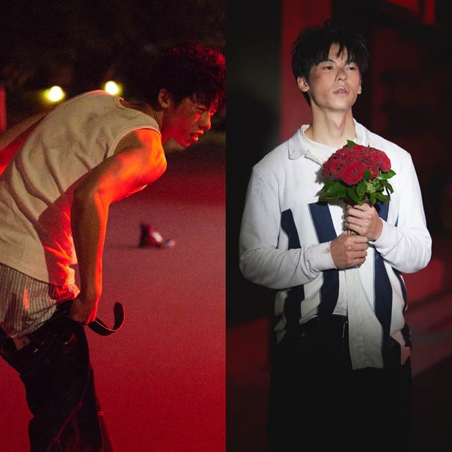 许光汉日前拍摄新歌MV，化身狼狈的街头醉汉。（何乐音乐提供）
