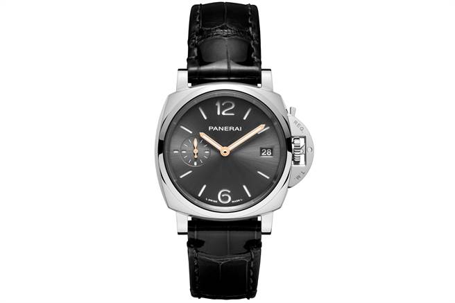 沛纳海Luminor Due-38mm系列PAM01247腕表，深烟煤色表盘搭黑色鱷鱼皮表带款。（图/PANERAI提供）