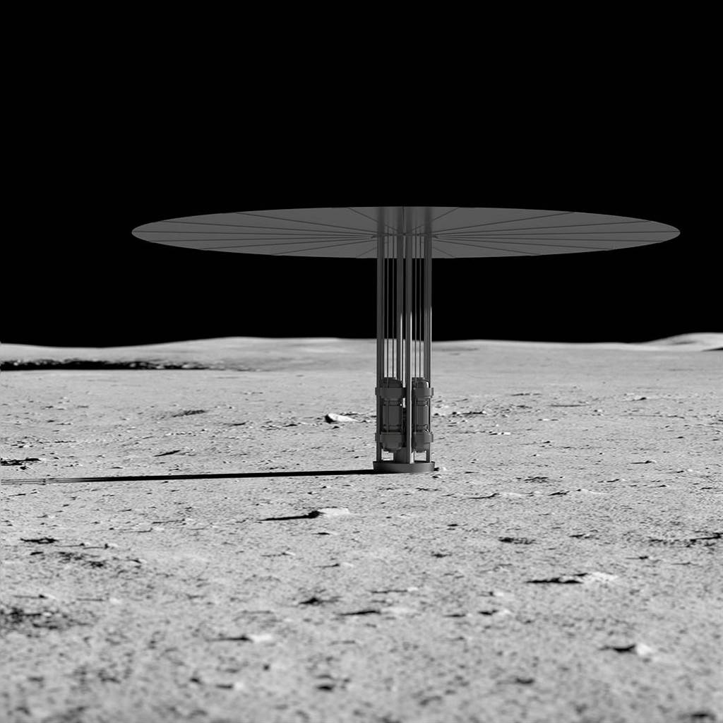 NASA在几年前提出的千瓦级微型反应炉，计画安装在月球基地。伞状的圆盘是散热器。图/NASA(photo:ChinaTimes)