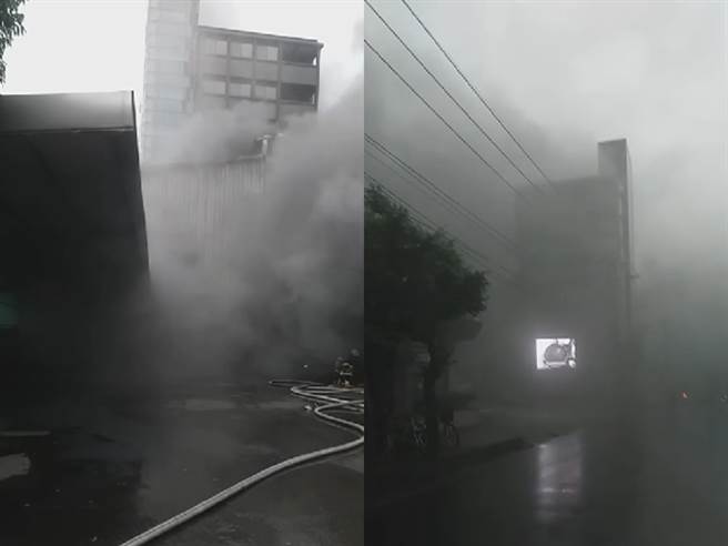 位于新北市土城顶埔的土城工业区，上午7点30分左右发生大火，据了解，土城区中兴路一处3楼铁皮工厂1楼起火。（翻摄照片）