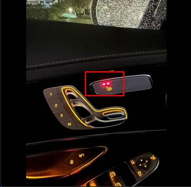 网友搭车惊见诡异红点，好奇询问才知道是座椅加热功能键，网友看过也大力推荐：天冷真的超好用。（图／读者提供）