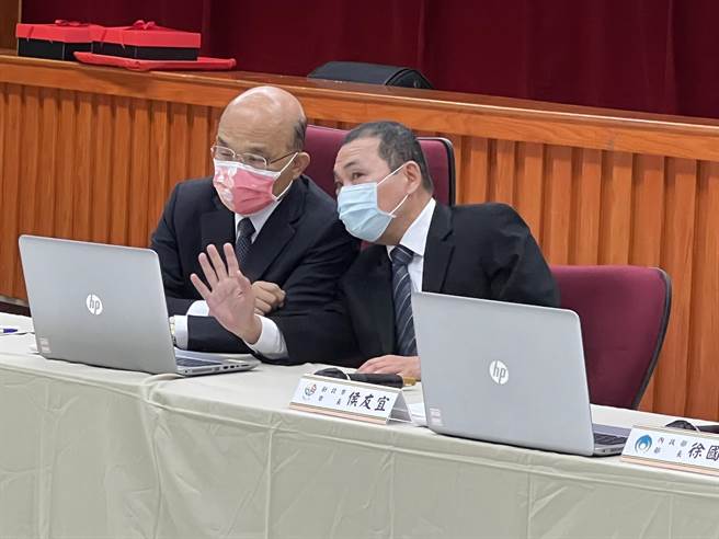 行政院长苏贞昌今出席新北警破案记者会。（王扬杰摄）