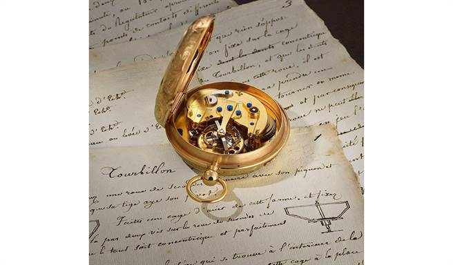 宝玑大师当年打造编号1176陀飞轮骨董怀表与绘制手稿。（图/Breguet提供）