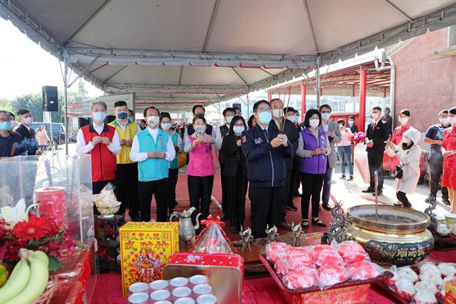 法源排水区抽水站今天办理工程祈福仪式，祈求如期如质完工发挥成效。（台南市政府提供／张毓翎台南传真）