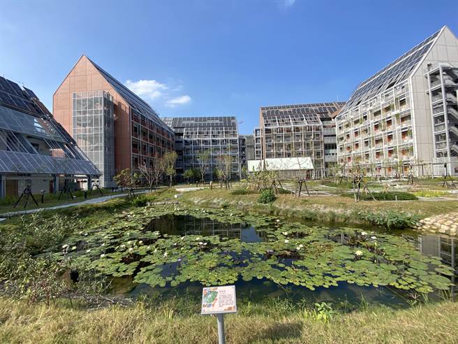 斥资12.89亿元打造的台糖沙崙智慧绿能循环住宅园区，351户只租不售，目前由台积电承租。（曹婷婷摄）