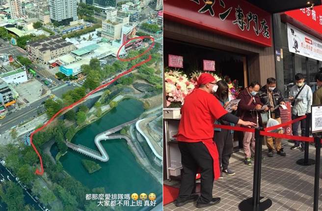 一蘭拉麵台中朝富店開幕，吸引大批人潮前往排隊。（圖／臉書爆廢公社公開版、報系資料照）