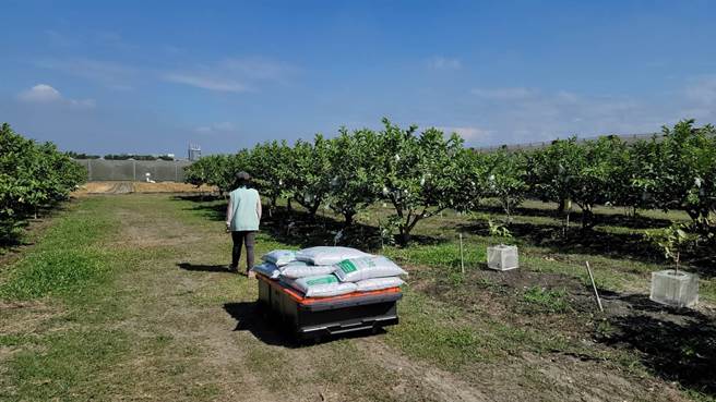 高雄农业改良场与郡野公司合作研发的「电动智能跟随农地搬运机」，可负重300公斤又有自动跟随功能，不仅减轻农民负担，也能有效解决缺工问题。（谢佳潾摄）