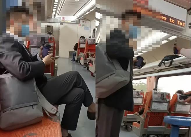 一名男子日前搭乘台铁时，霸占亲子车厢，经劝离还失控辱骂列车长，过程全被网友录影上传网路。（翻摄自爆料公社网页）