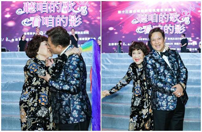 周遊和李朝永今在媒體前大放閃光玩親親。（羅永銘攝）