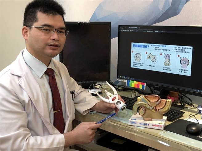 童综合医院泌尿科吕谨亨医师说明需要割包皮的必要时机点。（童综合提供／陈淑娥台中传真）