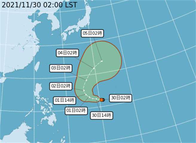 今年第21號颱風「妮亞圖」生成。(翻攝自氣象局)