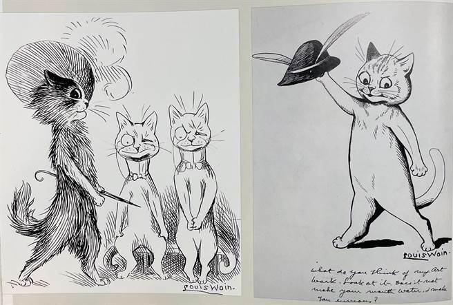 ↑路易斯韦恩的鞋猫剑客插画手稿。（Louis Wain's Cats提供）