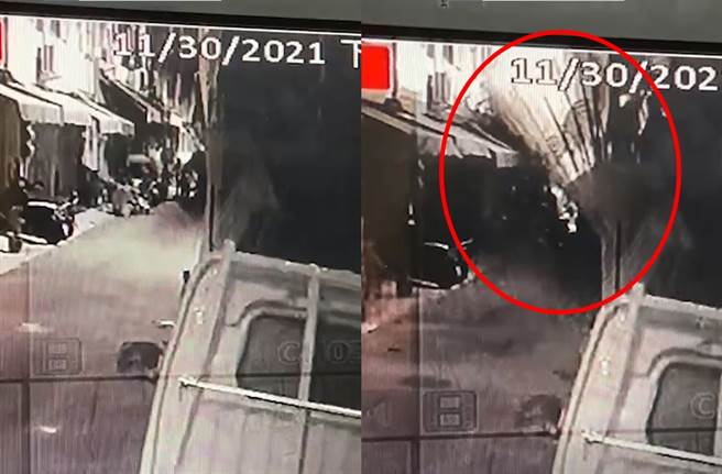 高雄市新兴区的今日戏院拆除工程30日又传出鹰架倒塌，已是今年第四度倒塌。（翻摄照片）