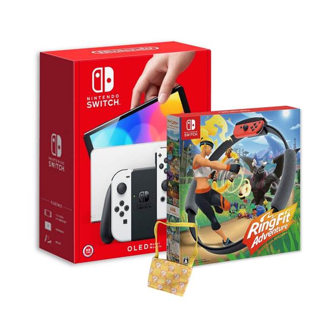 Yahoo奇摩购物中心的Switch OLED 款式主机+健身环大冒险，原价1万3030元，特价1万2450元。（Yahoo奇摩购物中心提供）