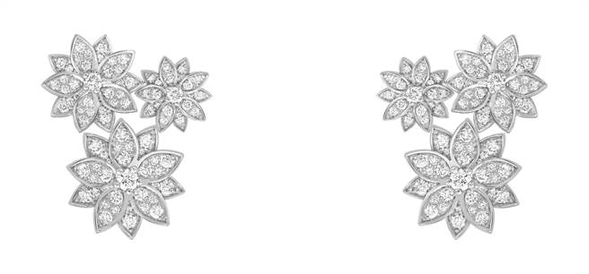 梵克雅宝Lotus莲花耳环，约101万元。（Van Cleef &amp; Arpels提供）