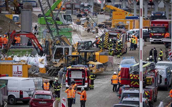慕尼黑主要火車站附近一處工地今天發生爆炸。(圖/美聯社)