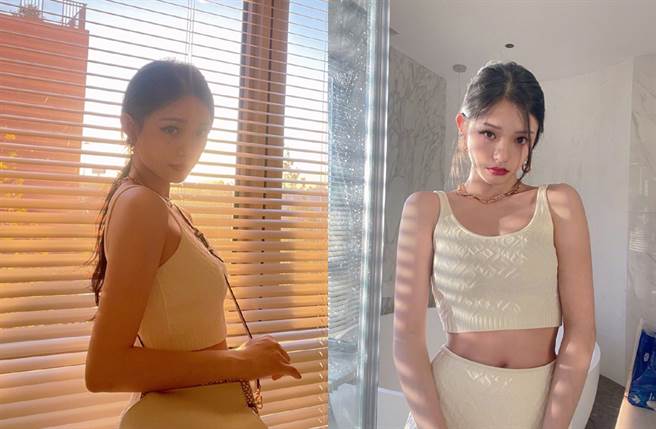 林允大秀小蛮腰和S曲线。（图／翻摄自林允Jelly微博）