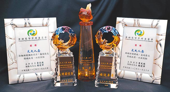 元大人寿连续四年获金管会年度保险竞赛肯定，2021年共拿下三大奖项。图／元大人寿提供