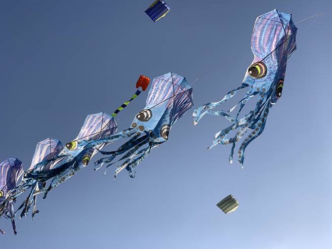 二林鎮公所今年第二度在儒林公園舉辦第二屆風箏節活動，邀請全國各地民眾遊客、風箏愛好者一起來放風吹。去年就亮相過的魷魚串聯風箏，今年因《魷魚遊戲》爆紅後預料更將吸引大家注意。（公所提供／謝瓊雲彰化傳真）