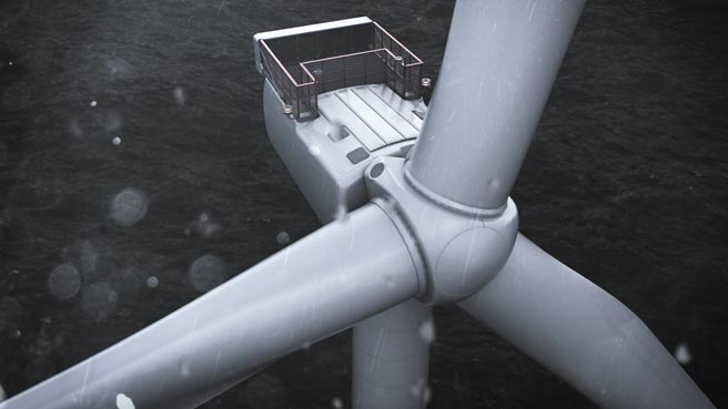 台湾维特斯宣布下阶段将引入15MW大型风机，比台北车站前的新光人寿摩天大楼还高，图为国内目前设置的9.5MW机型。(台湾维特斯提供)