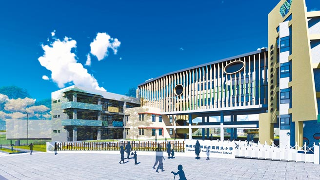 桃園市青園國小第1期校舍預計將於2022年啟用，師生將返回原校址就學，圖為模擬圖。（桃園市教育局提供／陳夢茹桃園傳真）